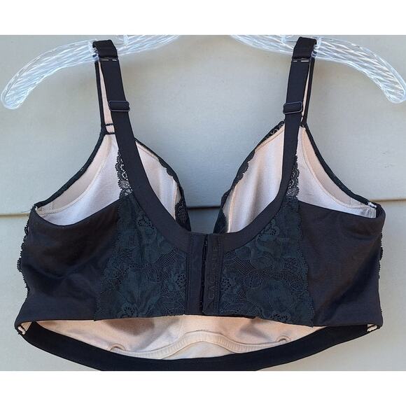Cacique Black Lace Bra Lightly Lined Full Coverage Wireless Size 40 DDD Coquette - Picture 5 of 9